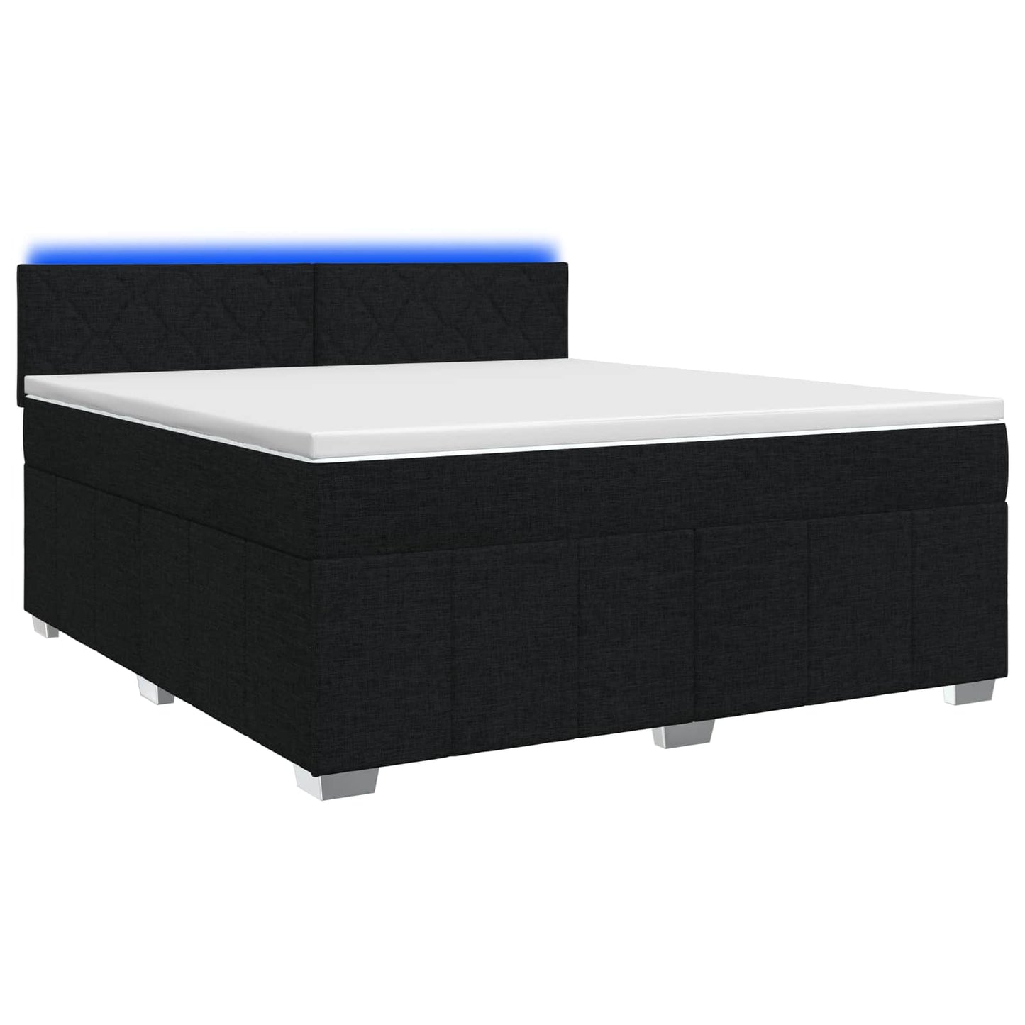 Boxmadras med topmadras med hovedgærde Sort 180 x 200 cm Stof