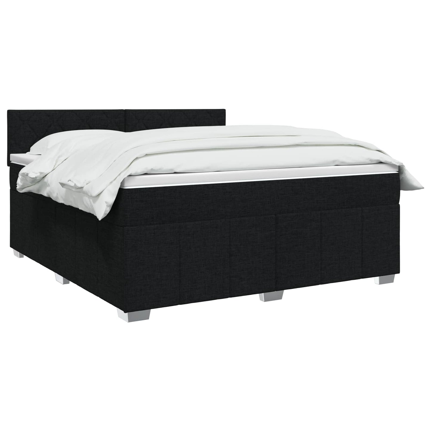 Boxmadras med topmadras med hovedgærde Sort 180 x 200 cm Stof