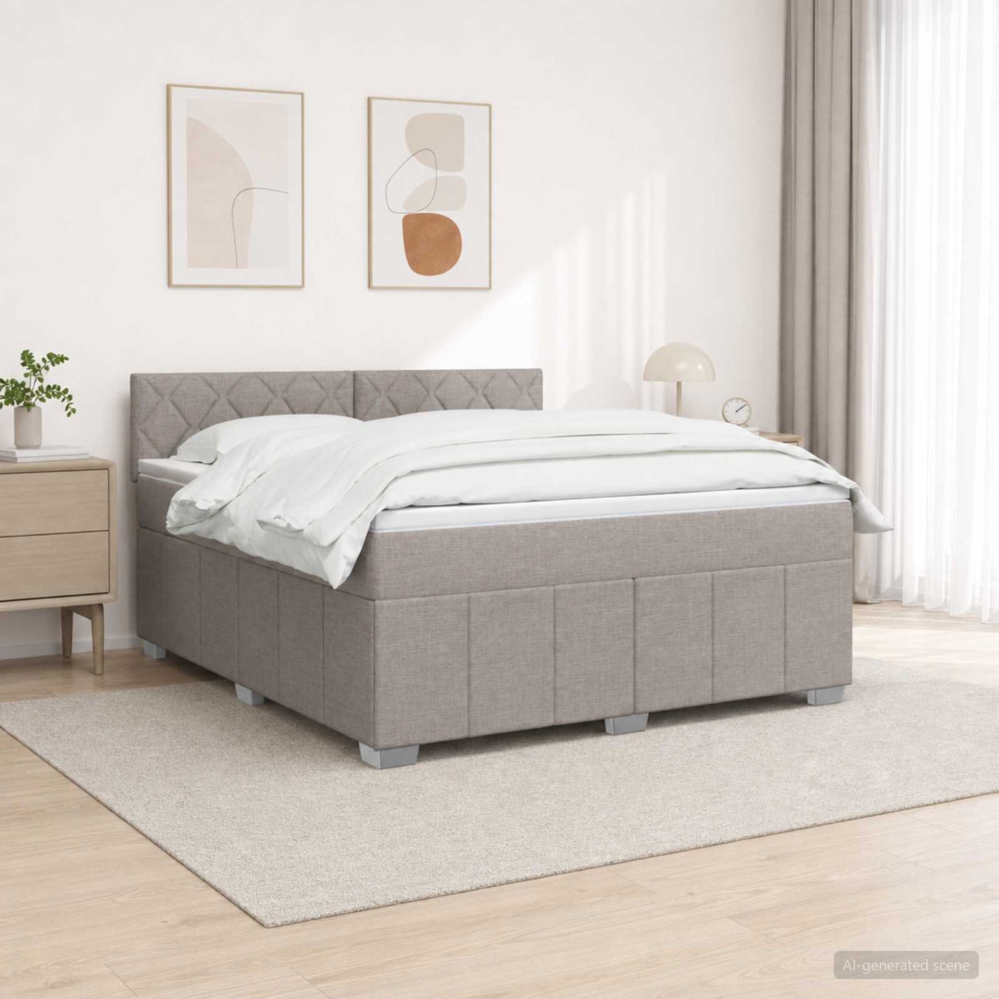Boxmadras med topmadras Gråbrun 180 x 200 cm Stof