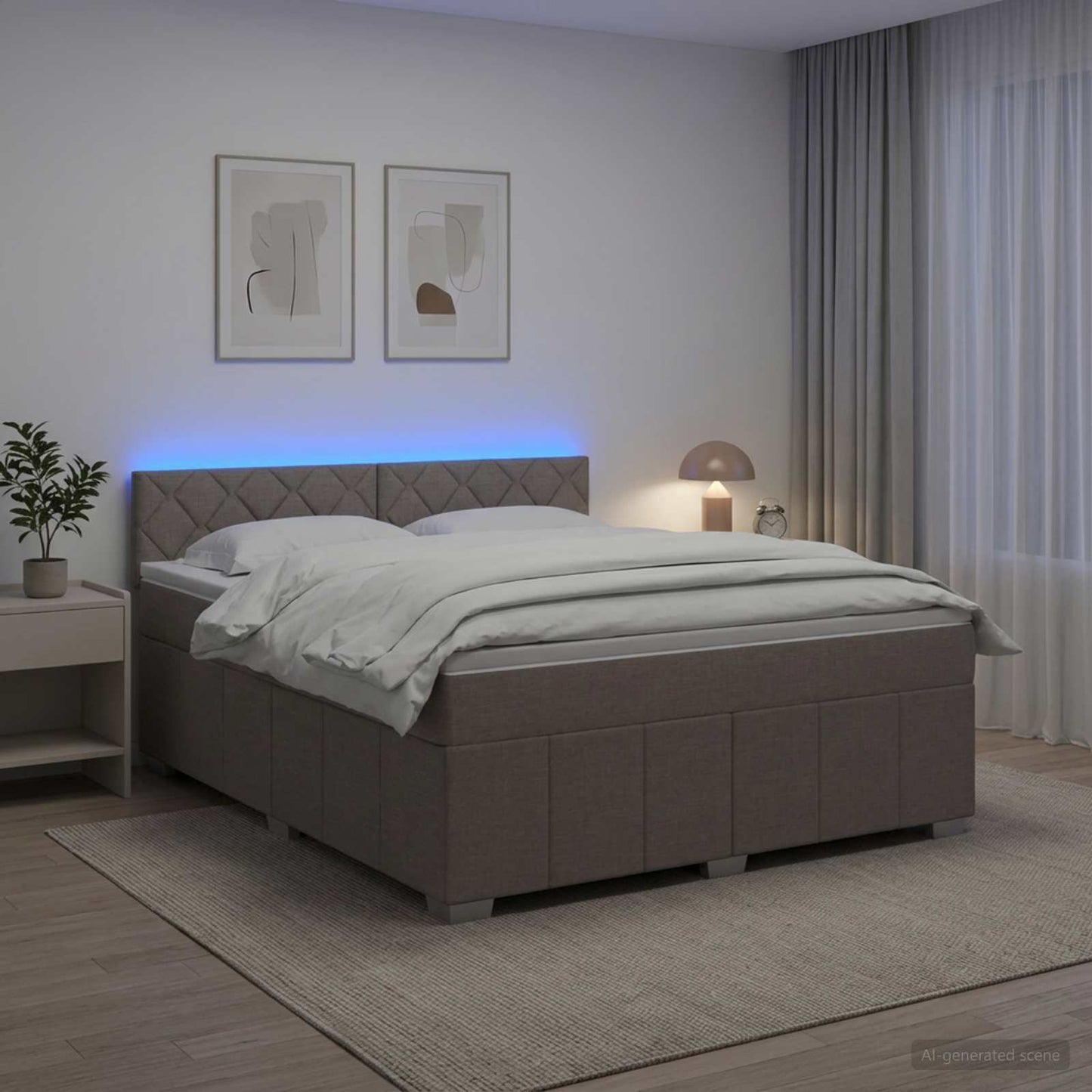 Boxmadras med topmadras Gråbrun 180 x 200 cm Stof