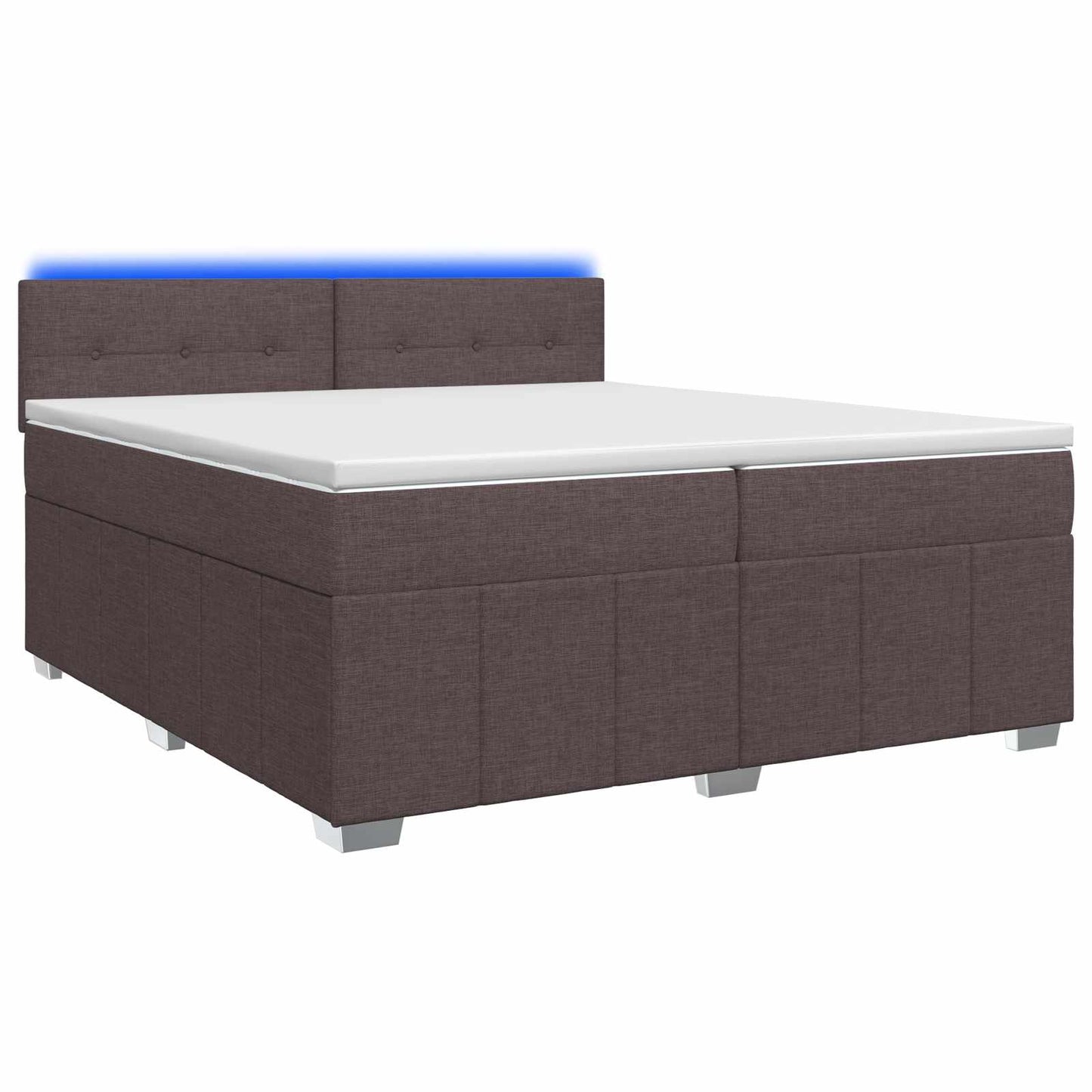 Boxmadras med topmadras Mørk Brun 200 x 200 cm Stof