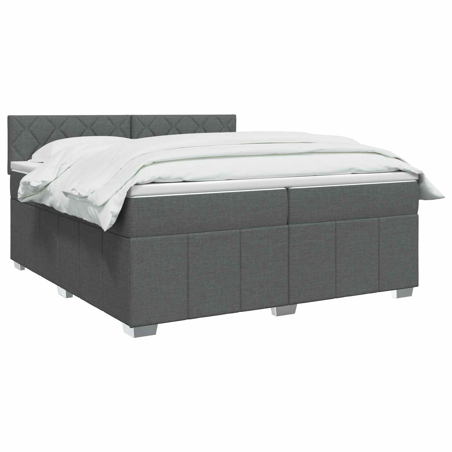 Boxmadras med topmadras Mørkegrå 200 x 200 cm Stof
