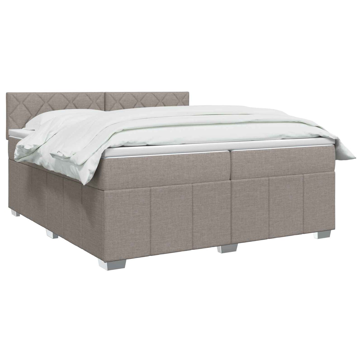 Boxmadras med topmadras Gråbrun 200 x 200 cm Stof