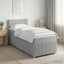 Box Spring Seng med Madras og LED Lysegrå 90 x 190 cm Stof