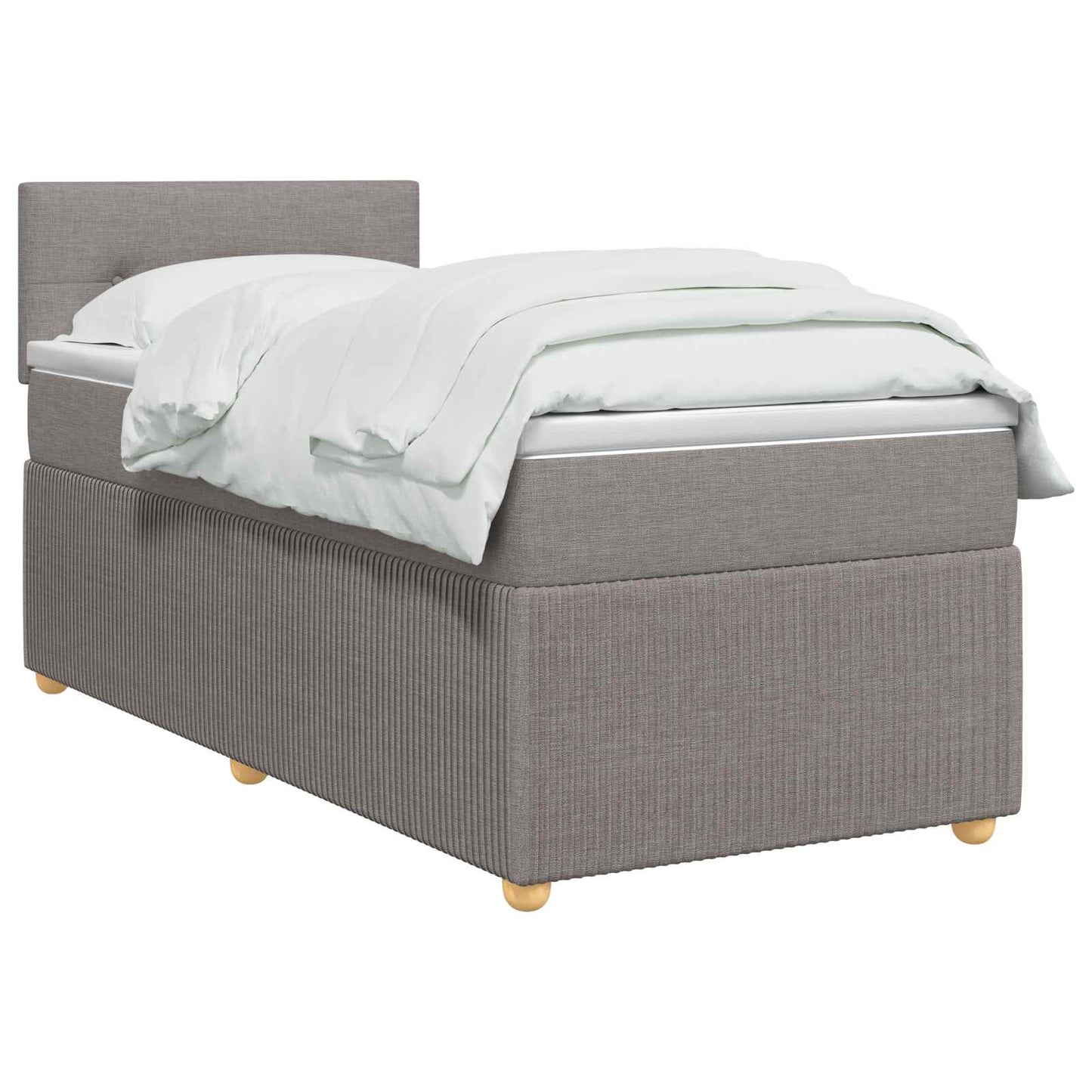 Boxmadras med topmadras med hovedgærde Gråbrun 80 x 200 cm Stof