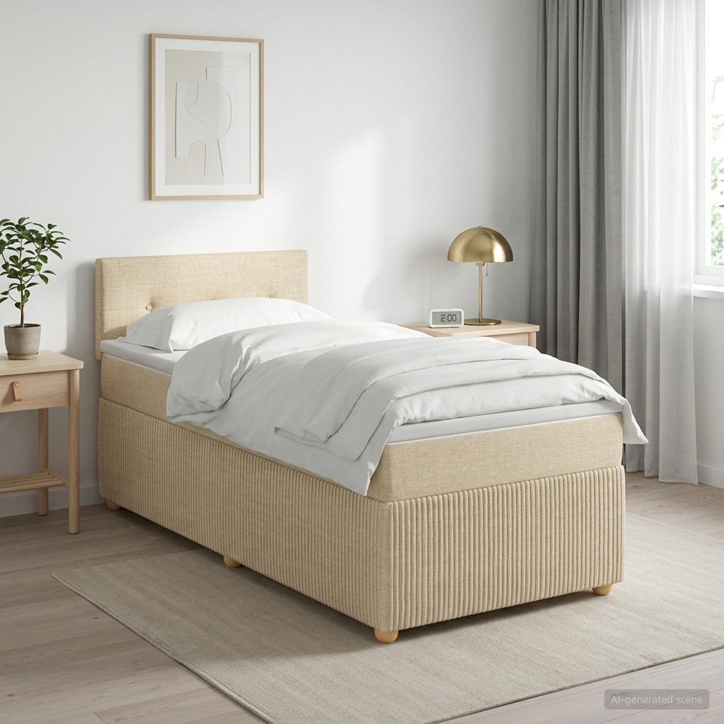 Boxmadras med topmadras Cremefarvet 80 x 200 cm Stof