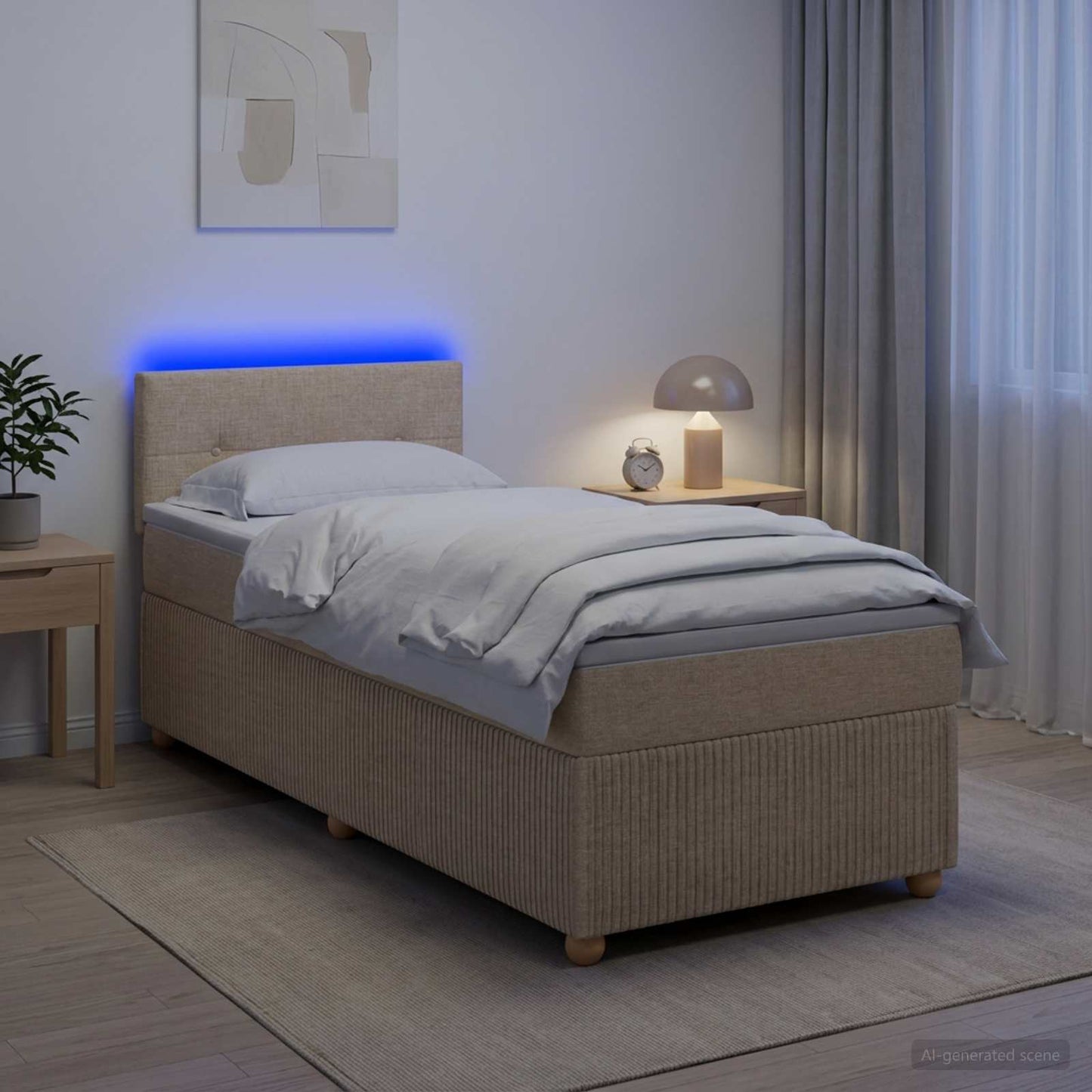 Boxmadras med topmadras Cremefarvet 80 x 200 cm Stof