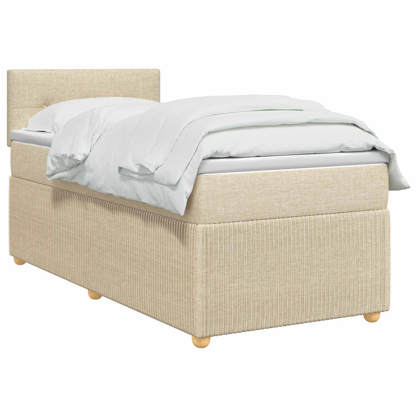 Boxmadras med topmadras Cremefarvet 80 x 200 cm Stof
