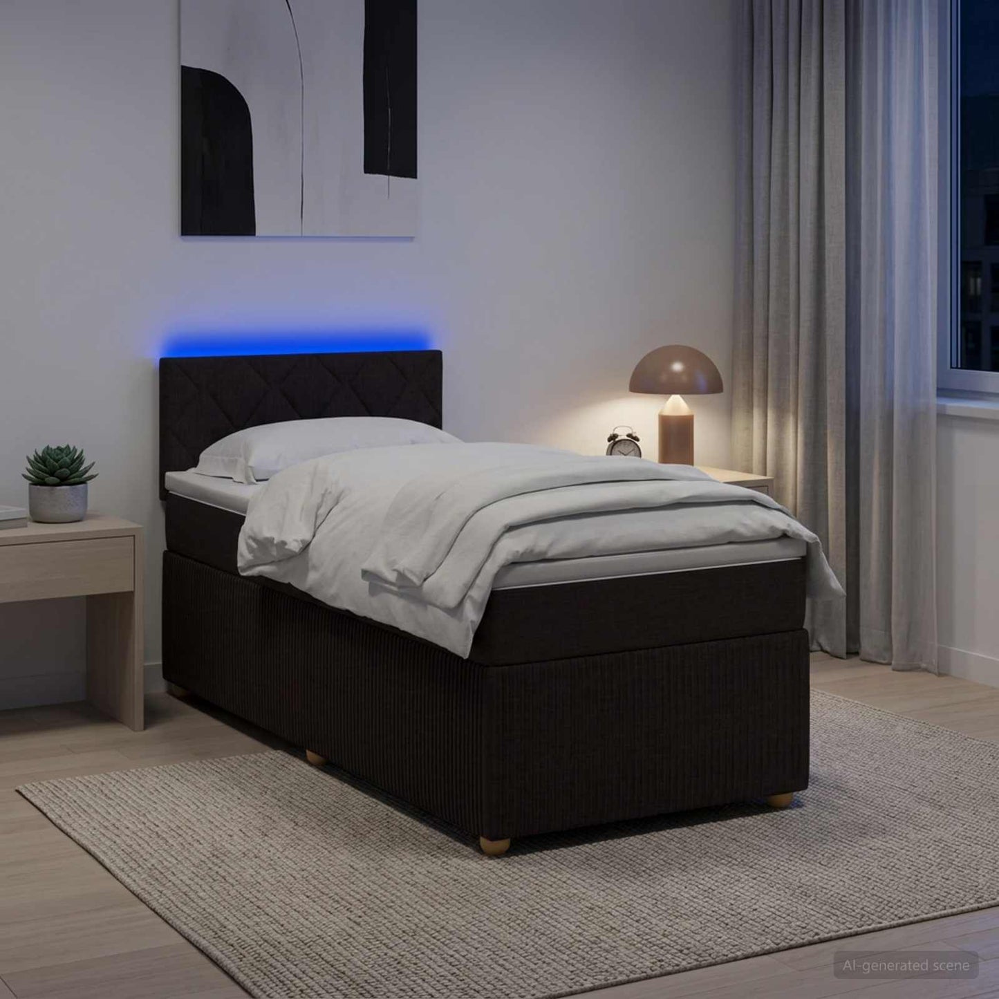 Boxmadras med topmadras Mørk Brun 80 x 200 cm Stof