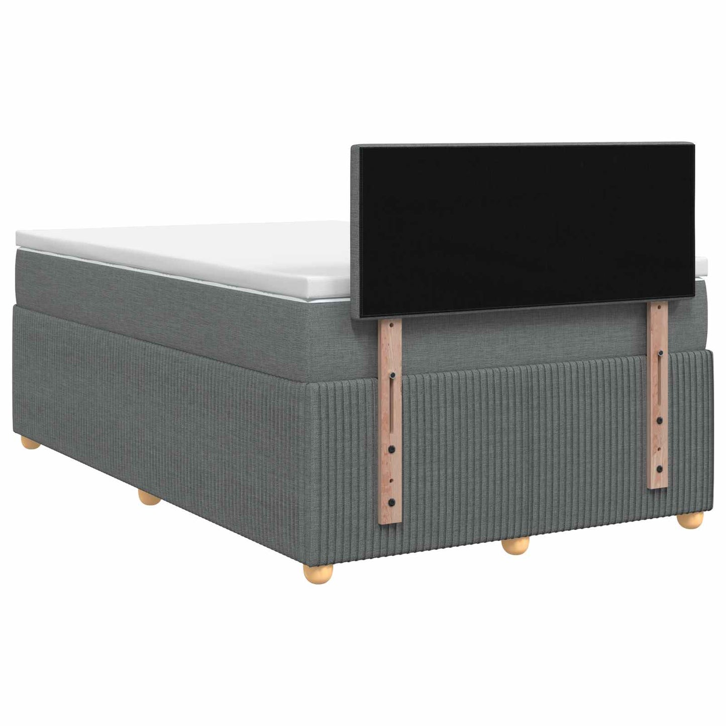 Boxmadras med topmadras Mørkegrå 120 x 190 cm Stof