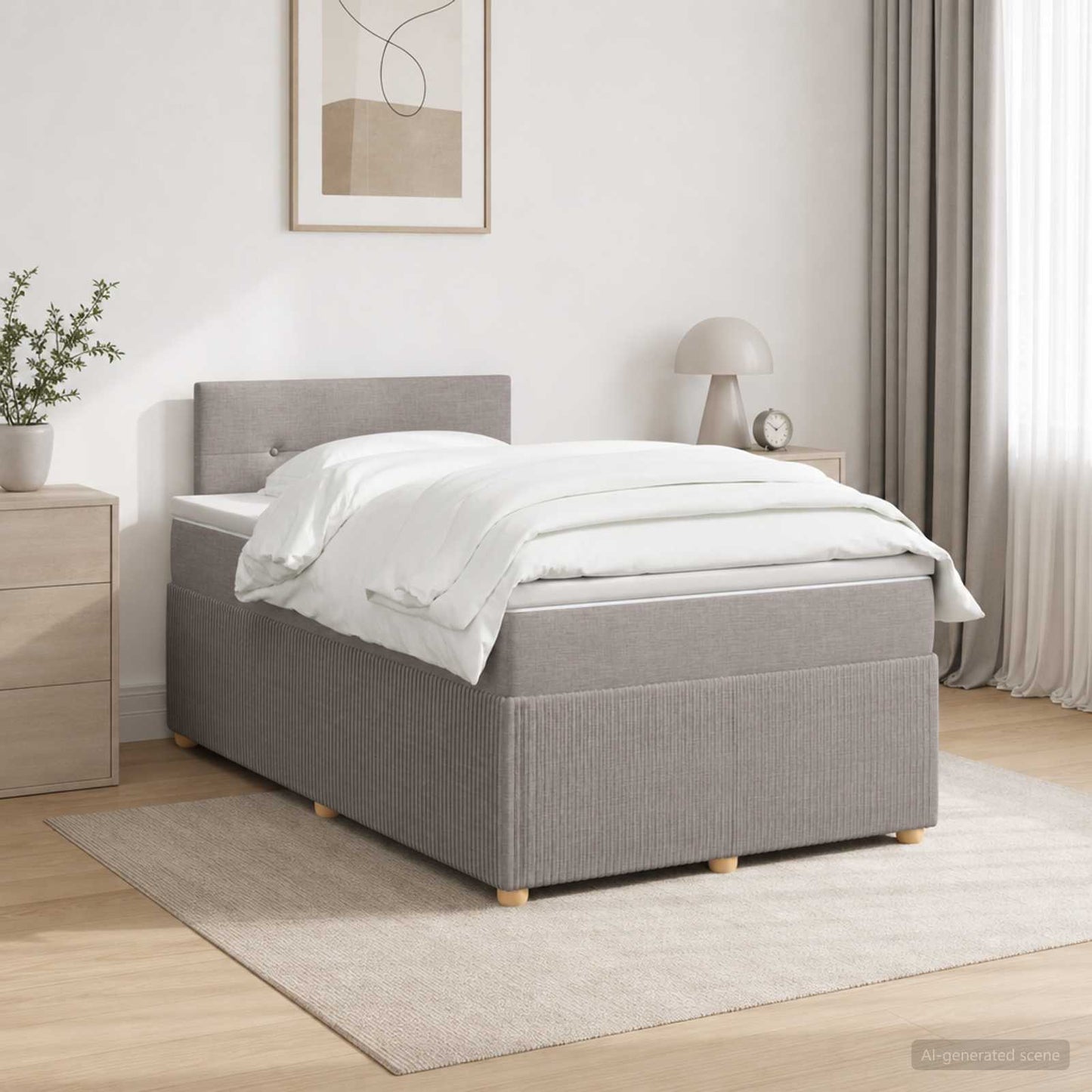 Boxmadras med topmadras Gråbrun 120 x 200 cm Stof