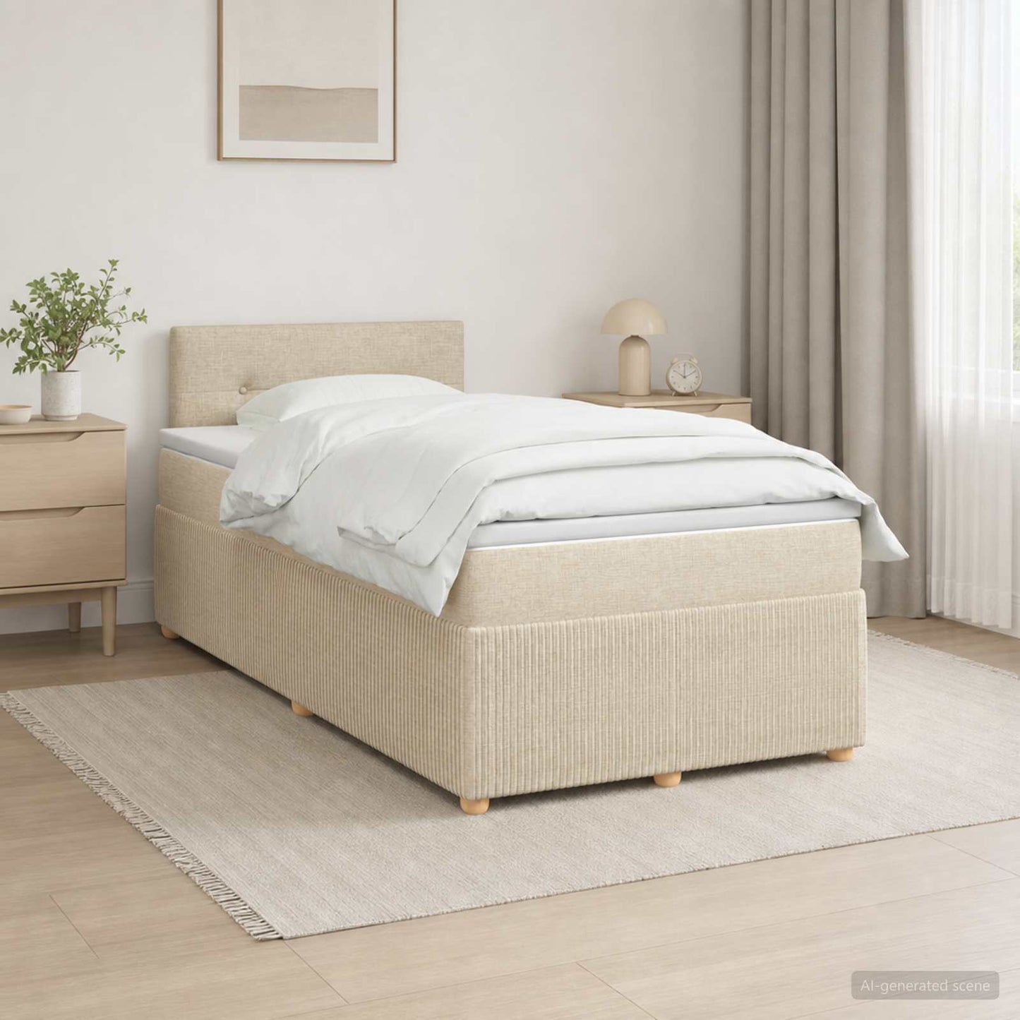 Boxmadras med topmadras Cremefarvet 120 x 200 cm Stof