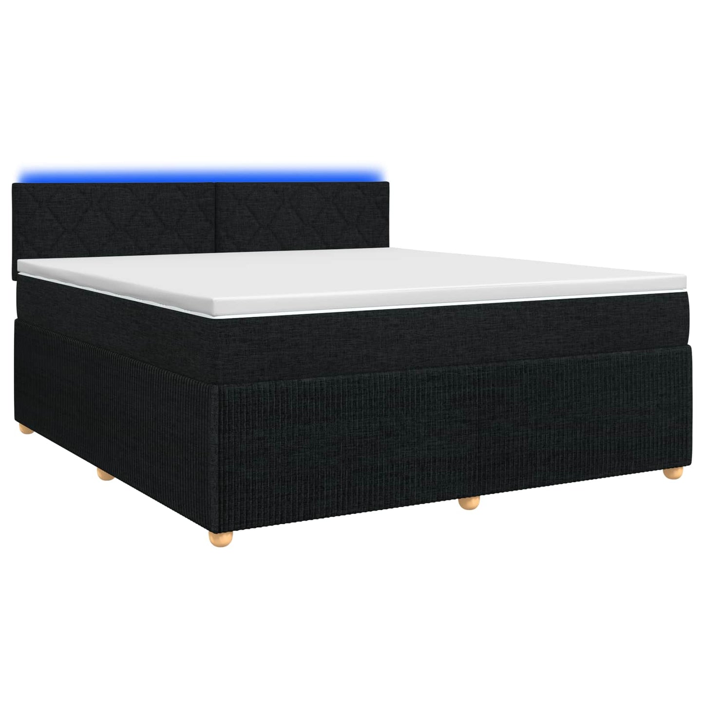 Boxmadras med topmadras med hovedgærde Sort 140 x 190 cm Stof