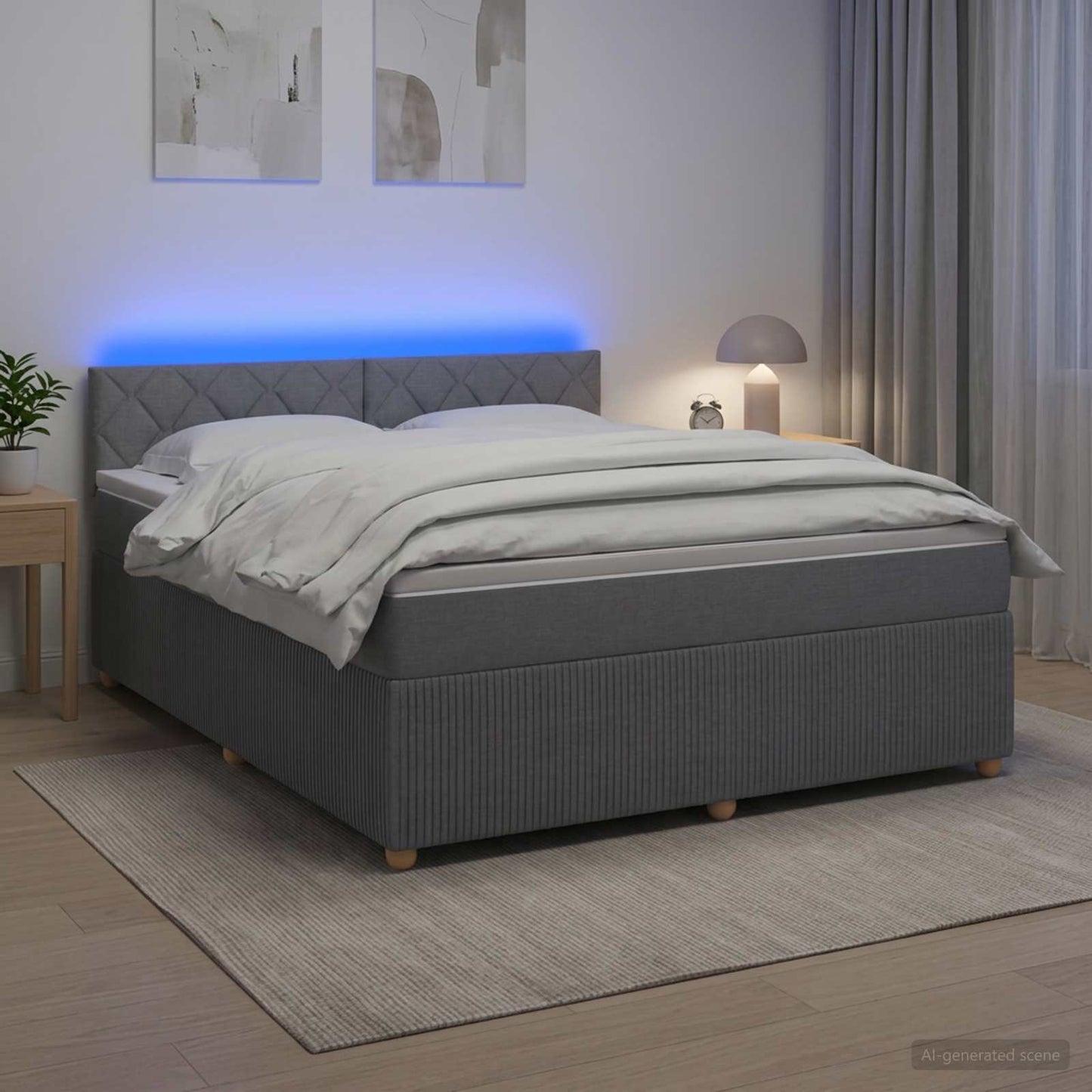 Boxmadras med topmadras Lysegrå 140 x 200 cm Stof