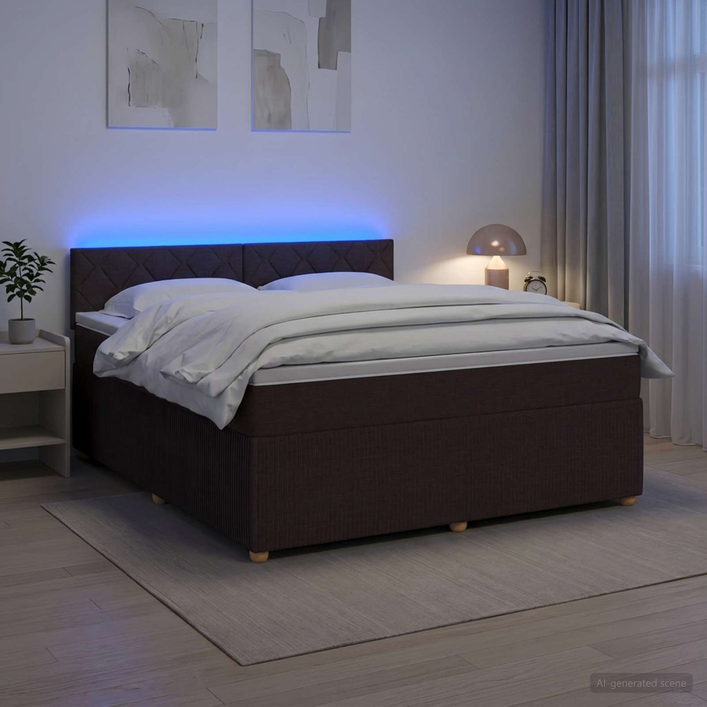 Boxmadras med topmadras Mørk Brun 140 x 190 cm Stof