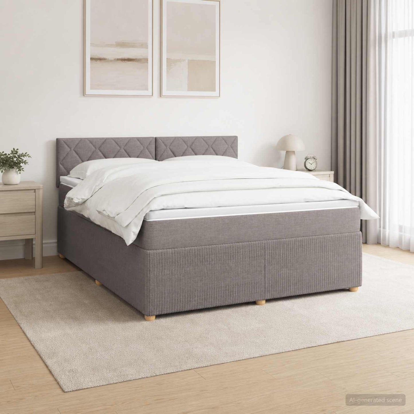 Boxmadras med topmadras Gråbrun 140 x 200 cm Stof