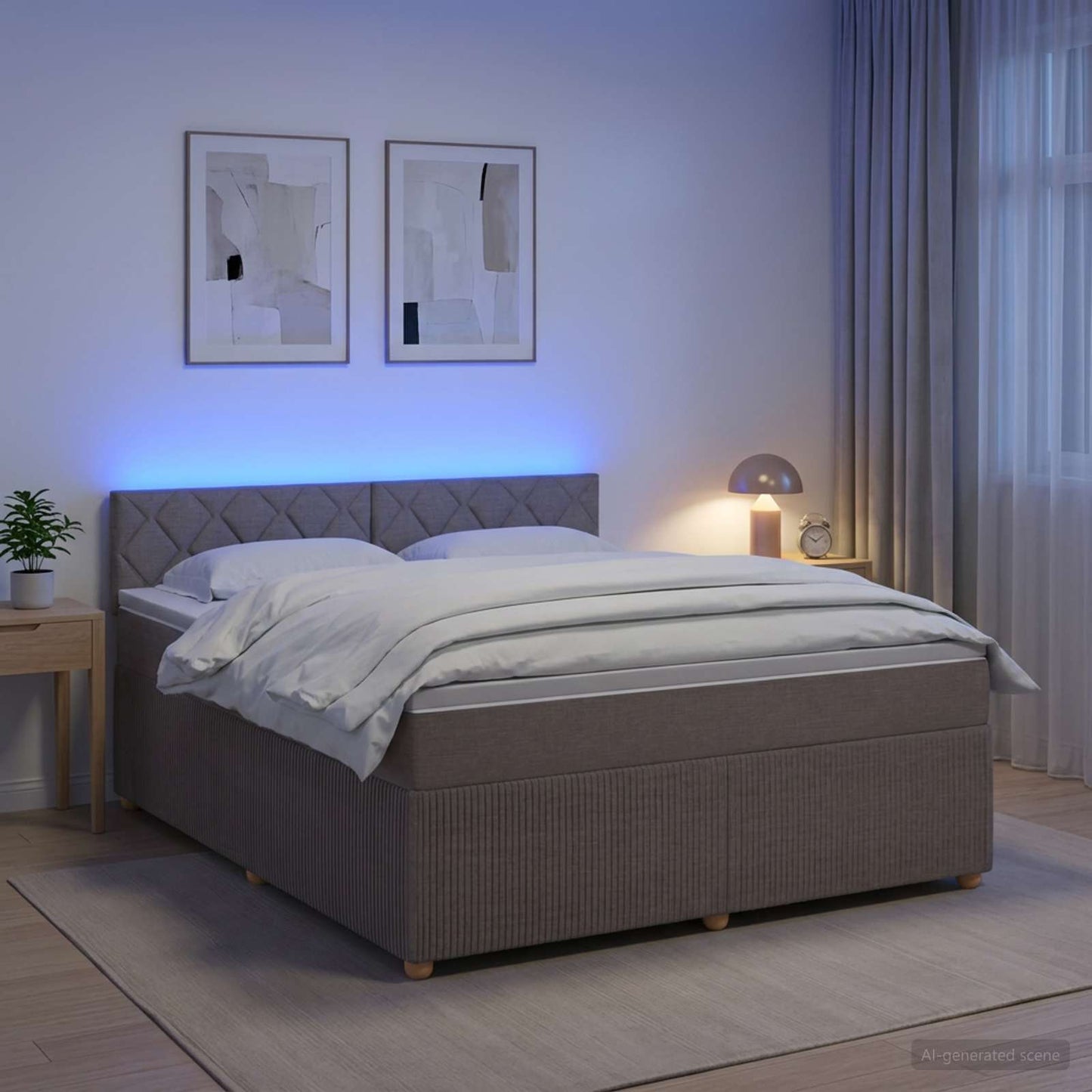 Boxmadras med topmadras Gråbrun 140 x 200 cm Stof