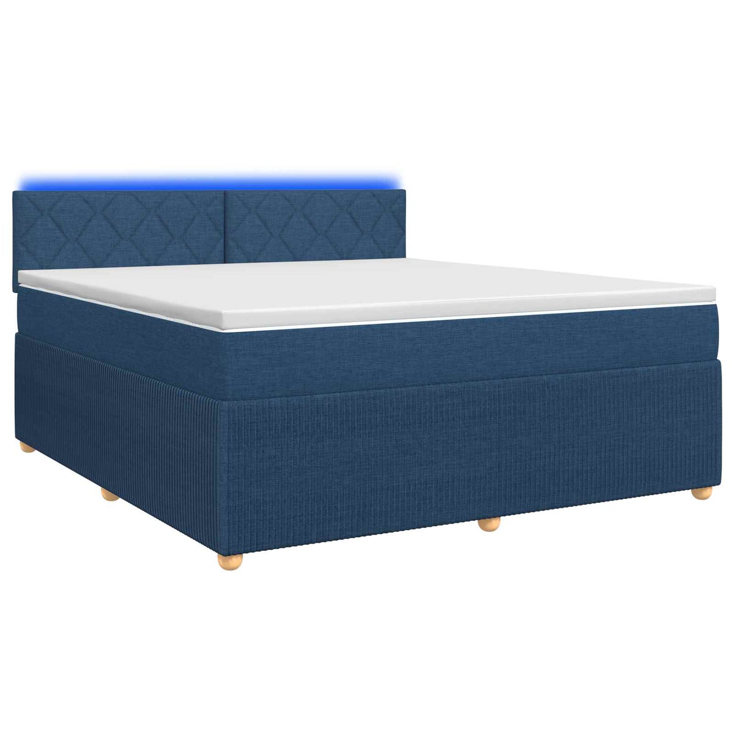 Boxmadras med topmadras med hovedgærde Blå 180 x 200 cm Stof