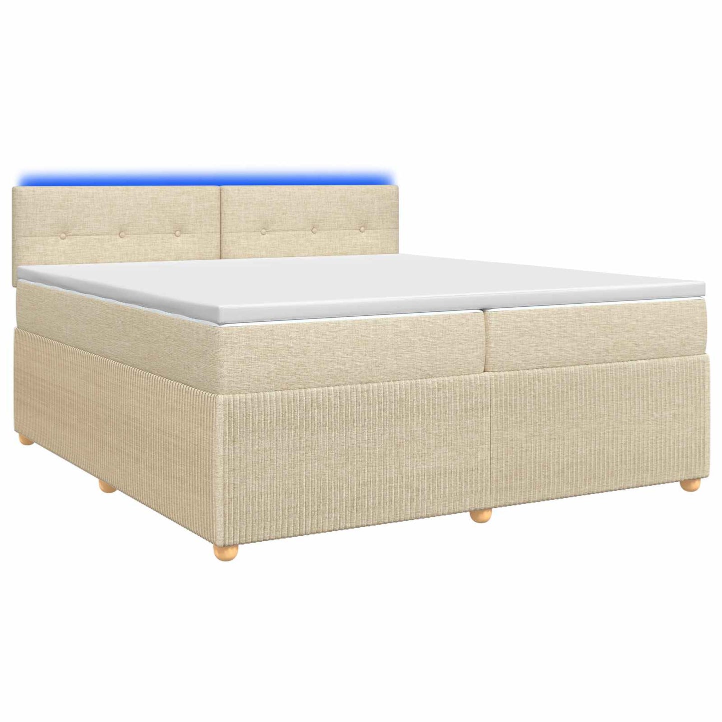 Boxmadras med topmadras Cremefarvet 200 x 200 cm Stof