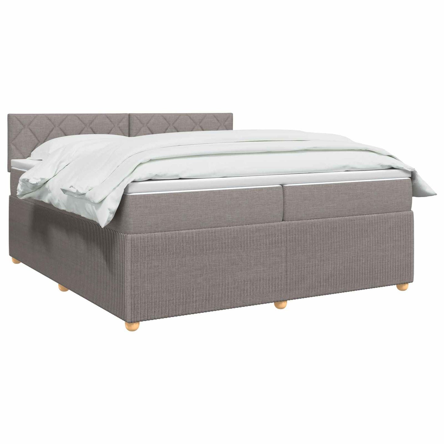 Boxmadras med topmadras Gråbrun 200 x 200 cm Stof