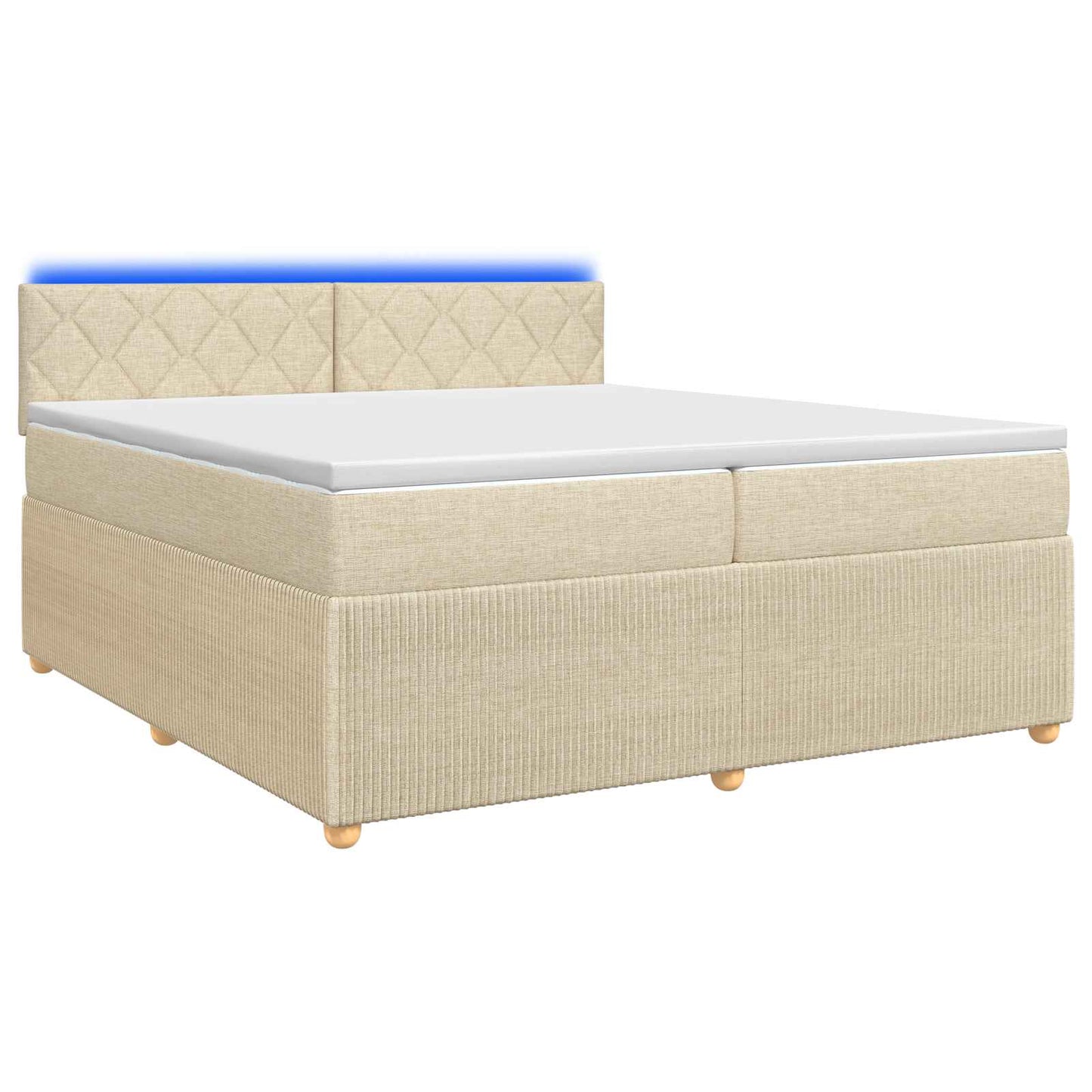 Boxmadras med topmadras Cremefarvet 200 x 200 cm Stof
