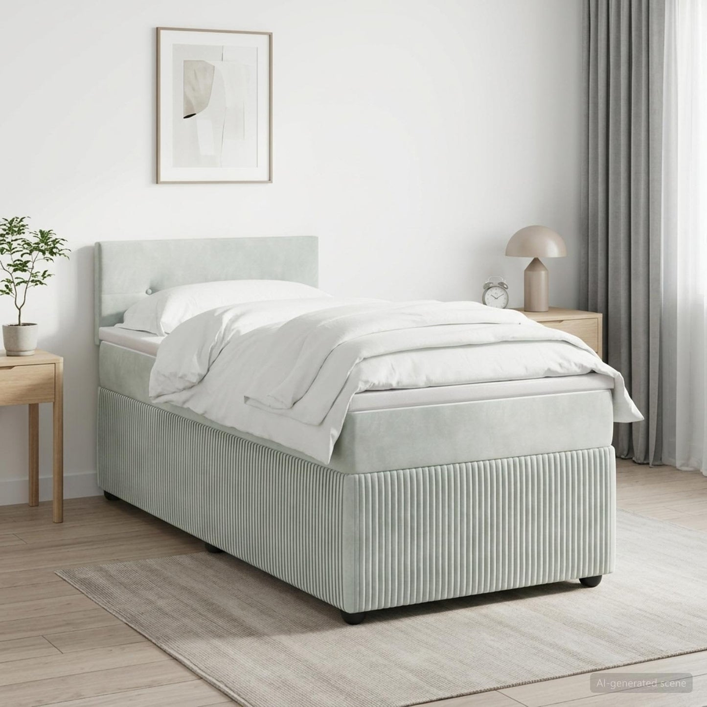 Boxmadras med topmadras Lysegrå 80 x 200 cm Fløjl