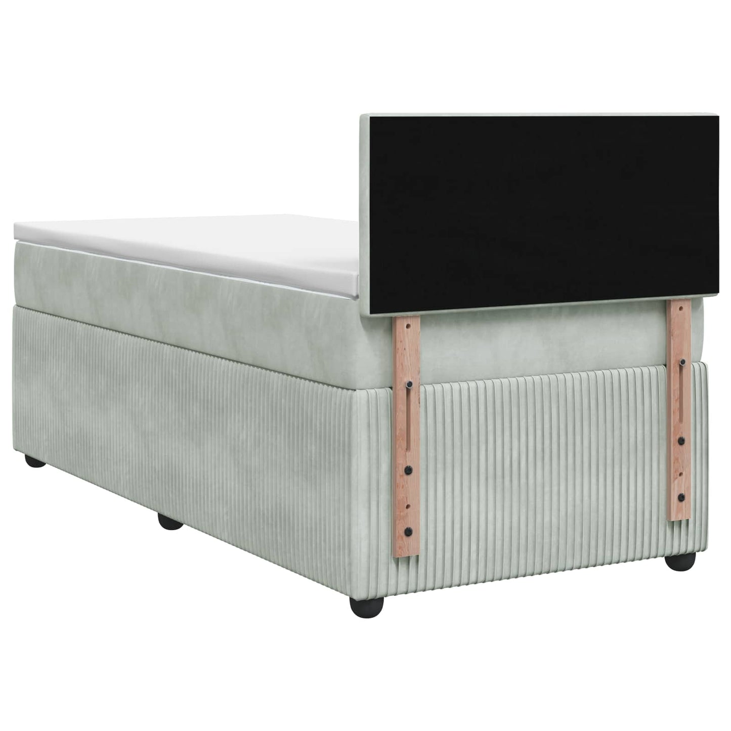 Boxmadras med topmadras Lysegrå 80 x 200 cm Fløjl