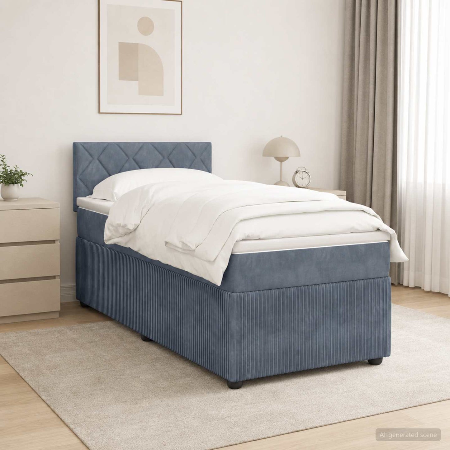 Boxmadras med topmadras Mørkegrå 100 x 200 cm Fløjl
