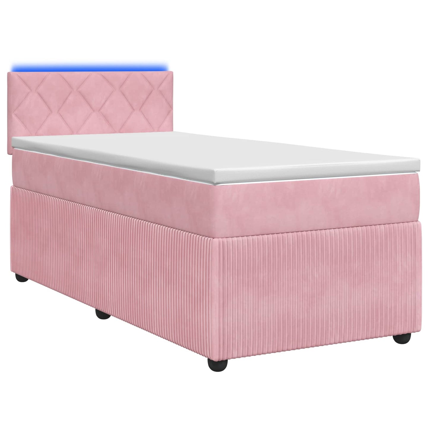 Boxmadras med topmadras Lyserød 90 x 190 cm Fløjl