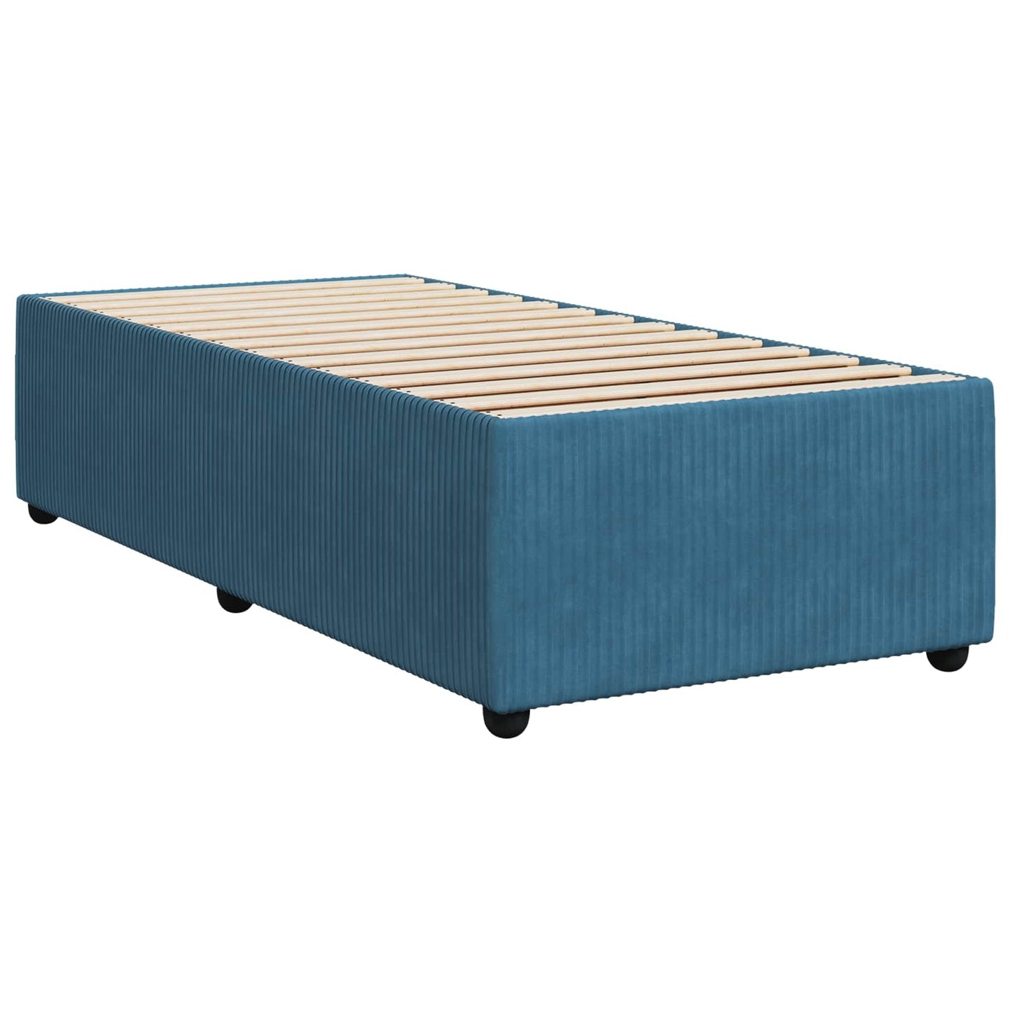 Boxmadras med topmadras med hovedgærde Blå 100 x 200 cm Fløjl