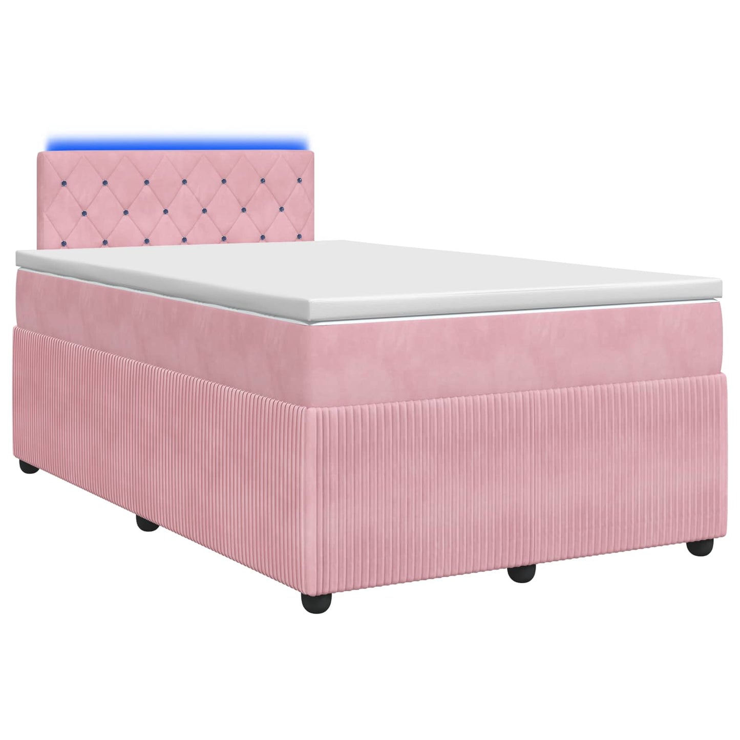 Boxmadras med topmadras Lyserød 120 x 190 cm Fløjl