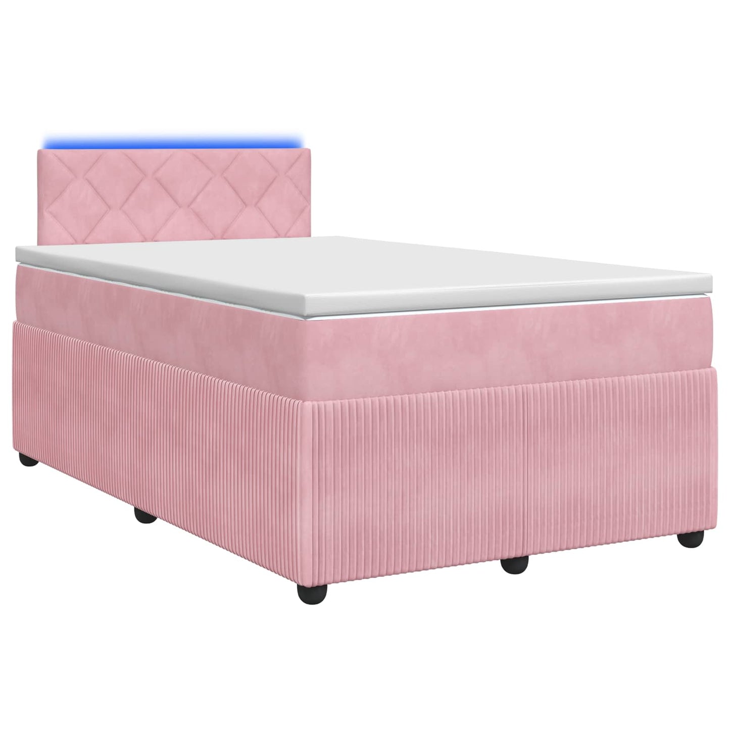 Boxmadras med topmadras Lyserød 120 x 190 cm Fløjl