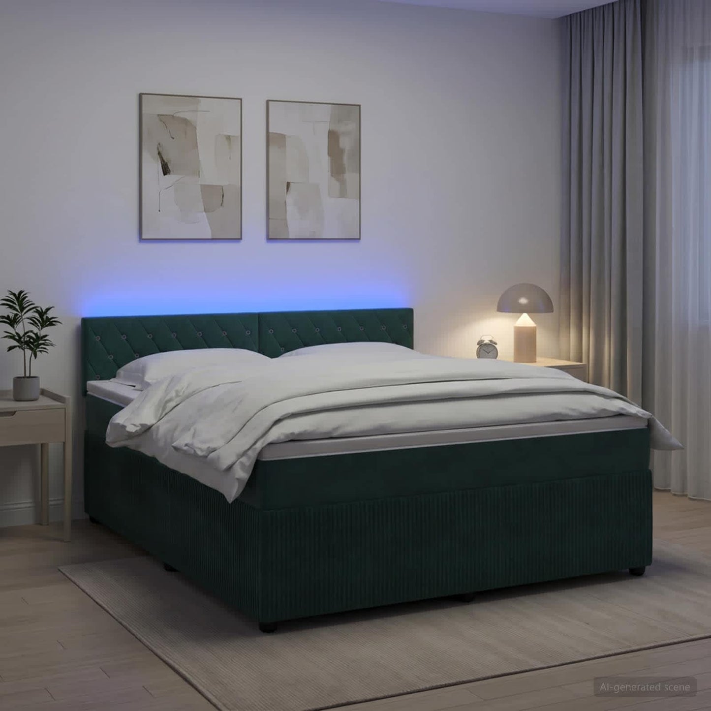 Boxmadras med topmadras Mørkegrøn 180 x 200 cm Fløjl