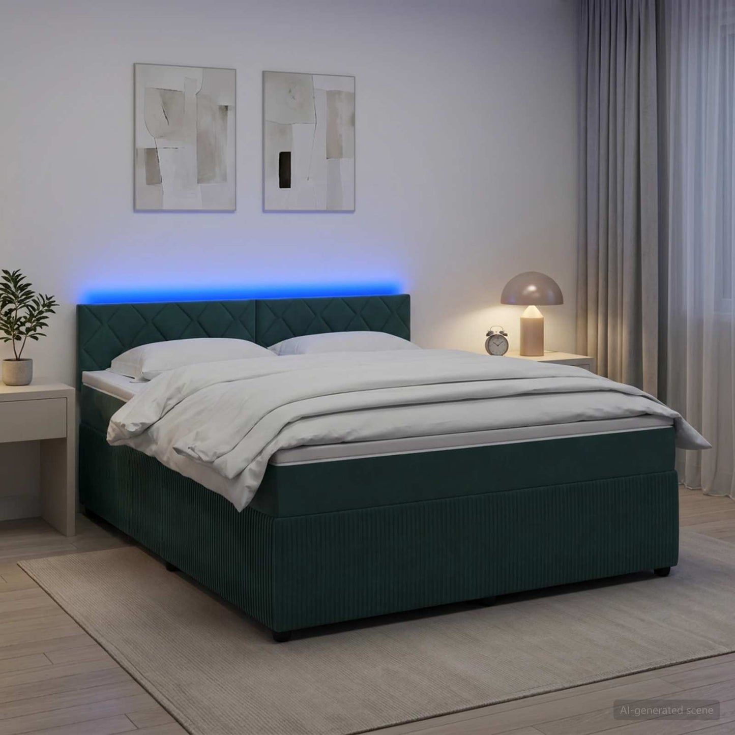 Boxmadras med topmadras Mørkegrøn 160 x 200 cm Fløjl