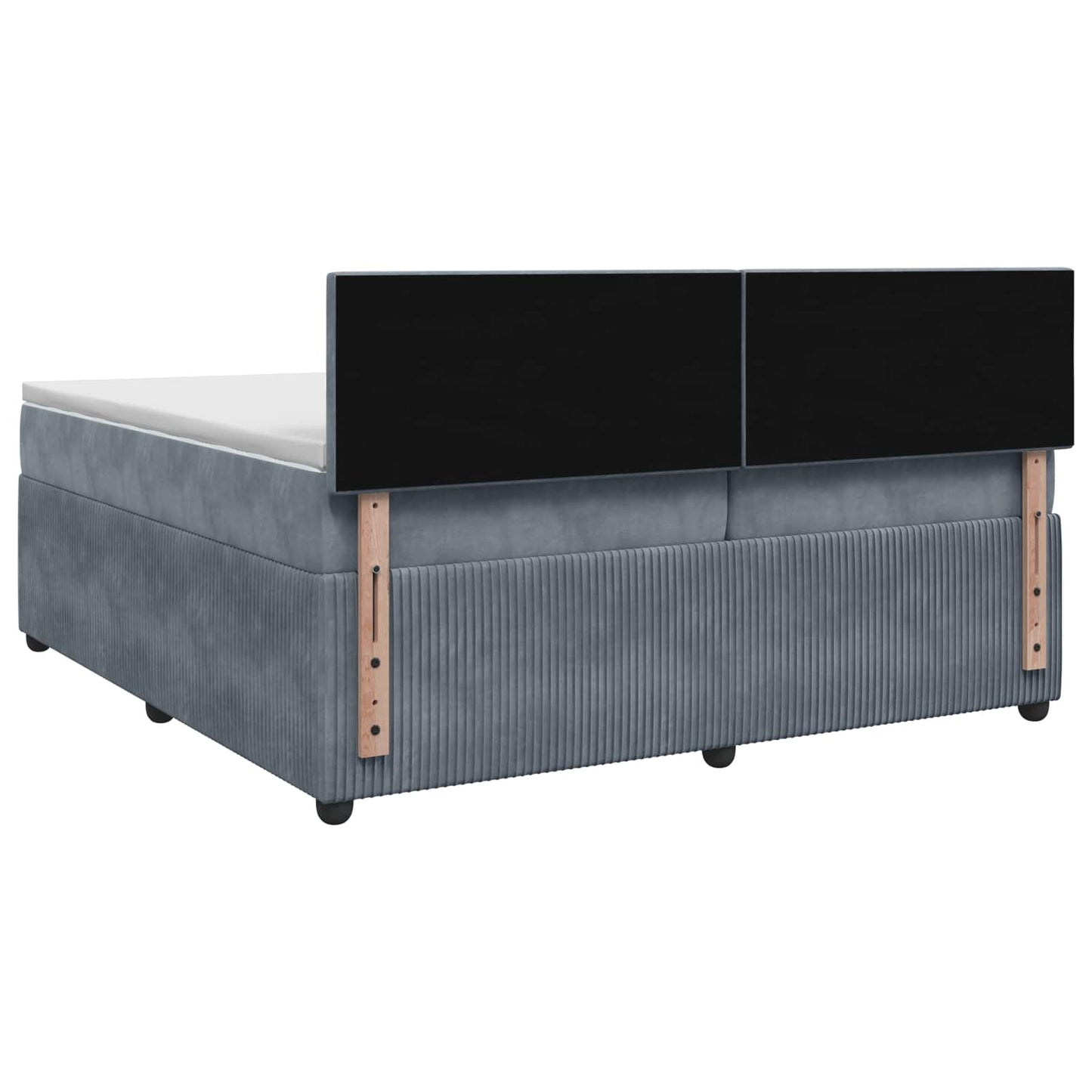 Boxmadras med topmadras Mørkegrå 200 x 200 cm Fløjl