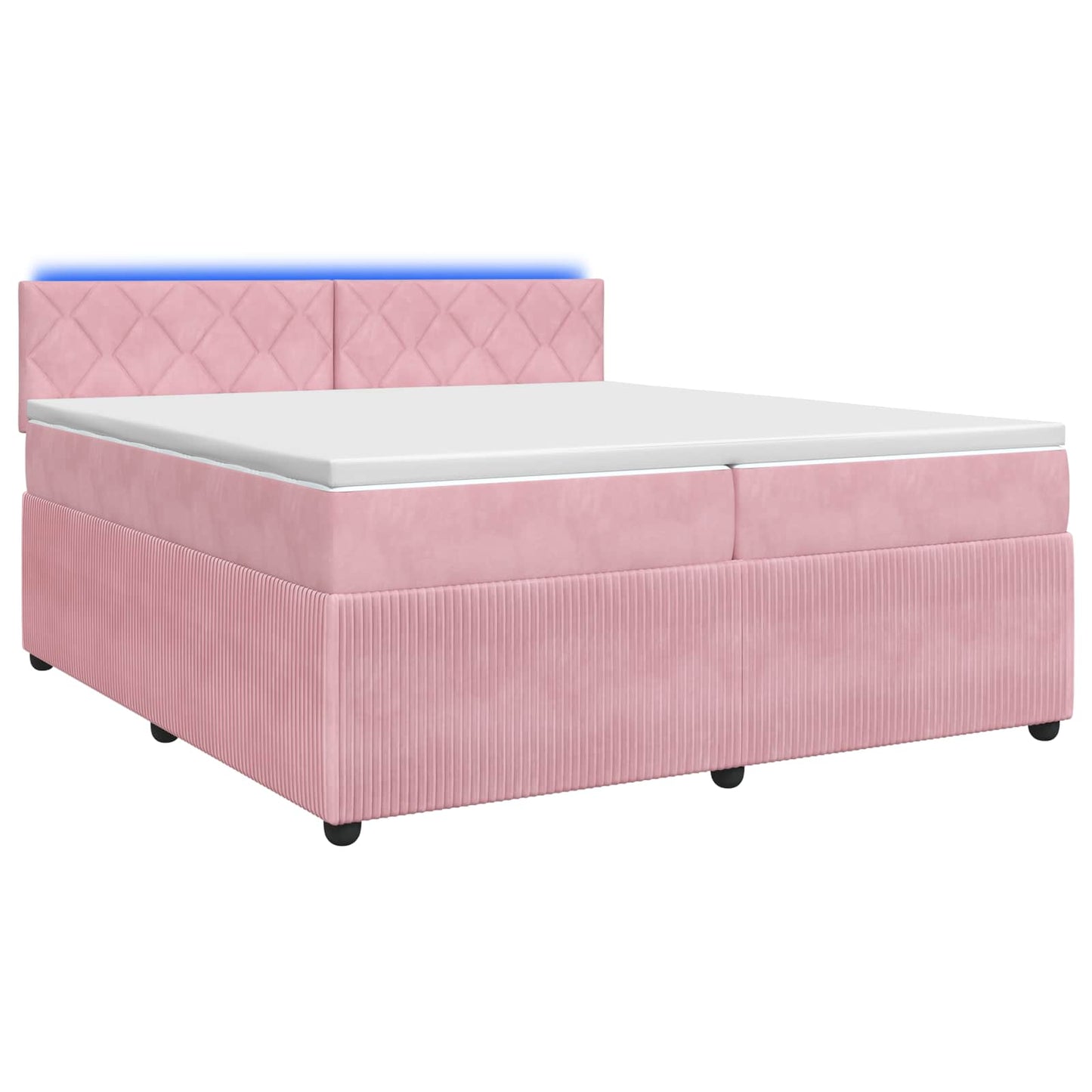 Boxmadras med topmadras Lyserød 200 x 200 cm Fløjl