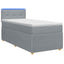 Box Spring Seng med Madras og LED Lysegrå 90 x 190 cm Stof
