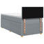 Box Spring Seng med Madras og LED Lysegrå 90 x 190 cm Stof