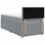 Box Spring Seng med Madras og LED Lysegrå 90 x 190 cm Stof