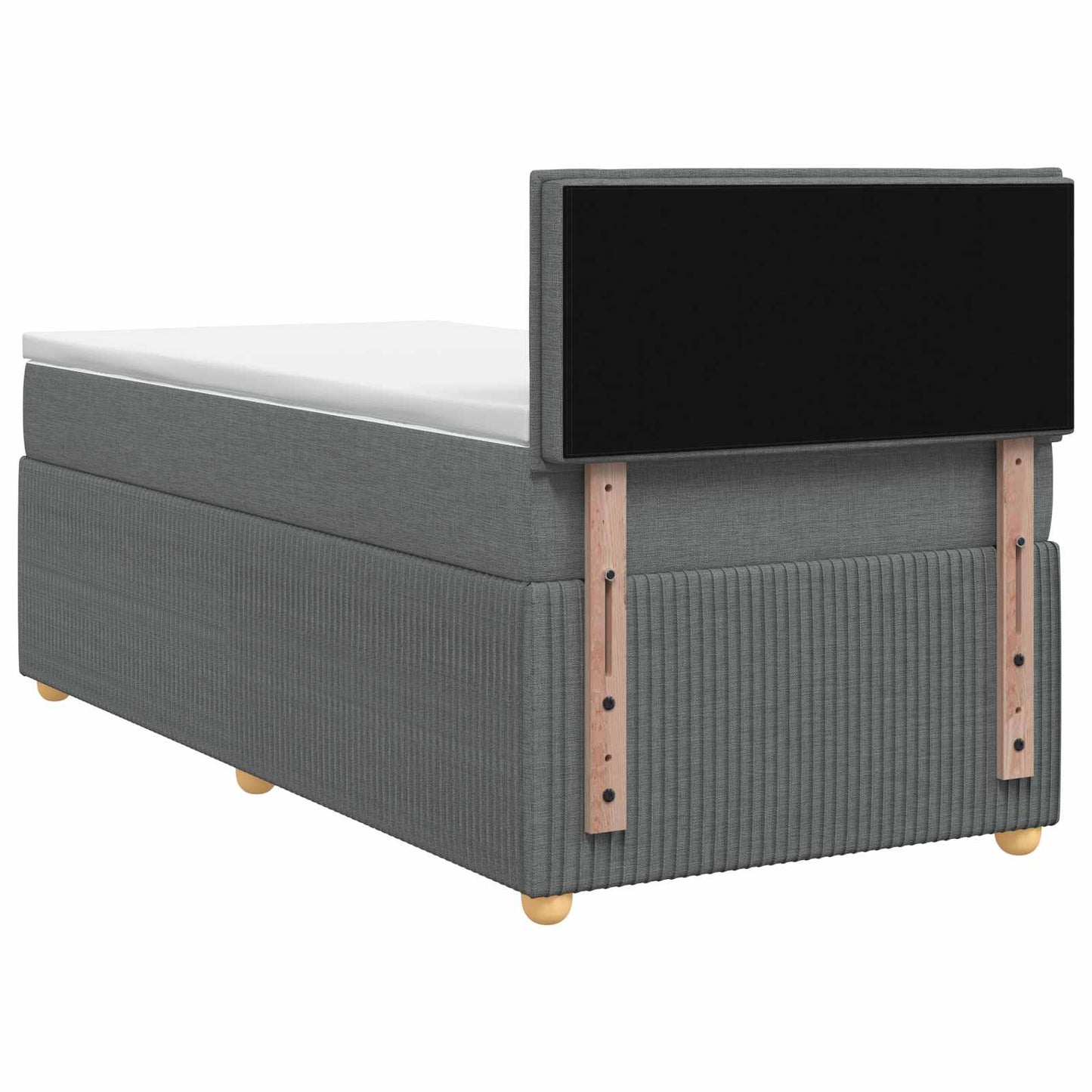 Box Spring Seng med Madras og LED Mørkegrå 90 x 190 cm Stof