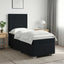 Boxmadras med topmadras med hovedgærde Sort 90 x 190 cm Stof