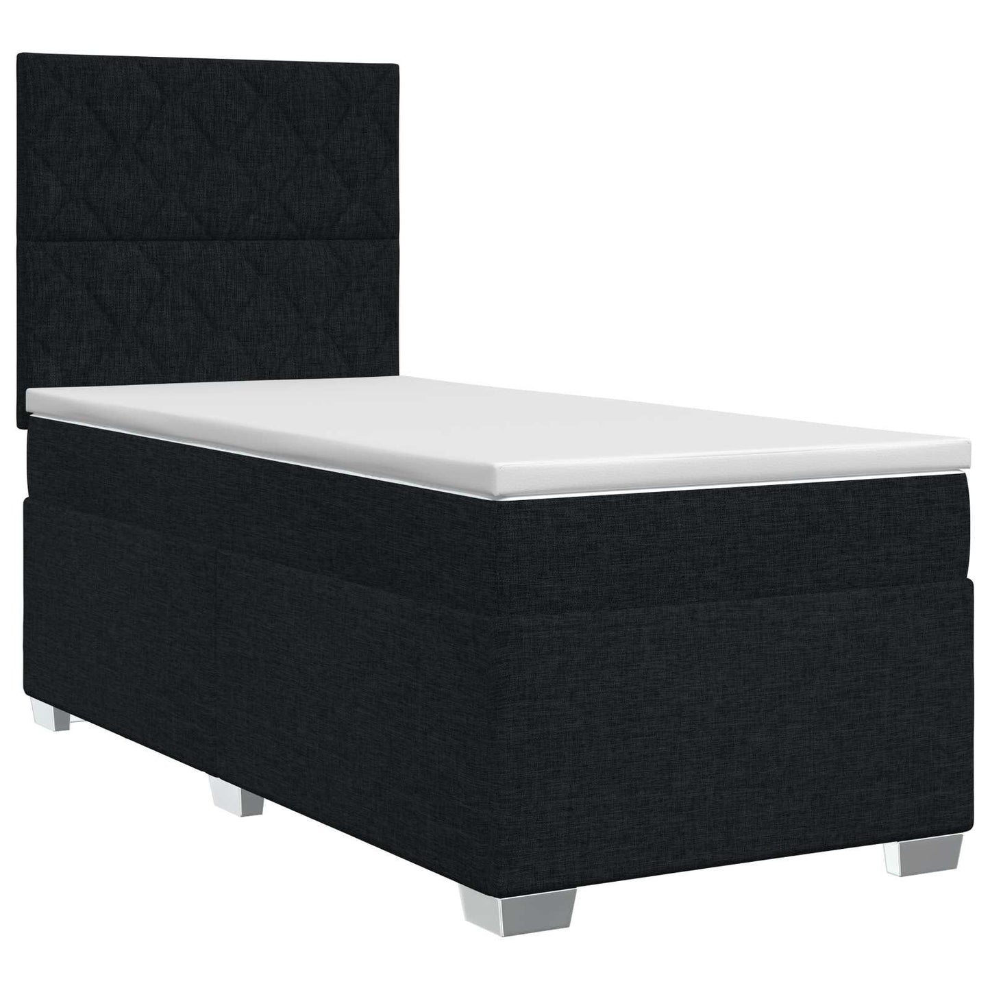 Boxmadras med topmadras med hovedgærde Sort 80 x 200 cm Stof