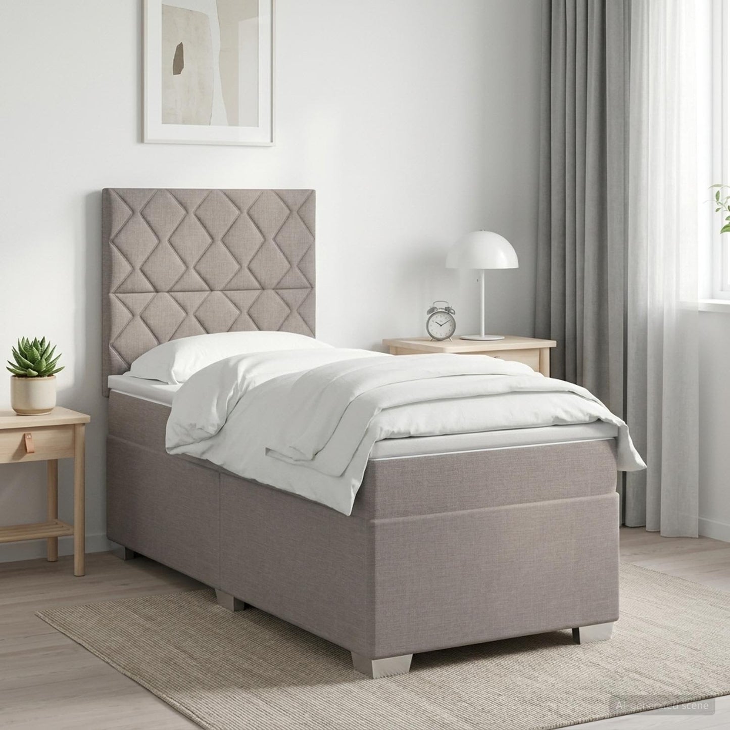 Boxmadras med topmadras Gråbrun 100 x 200 cm Stof