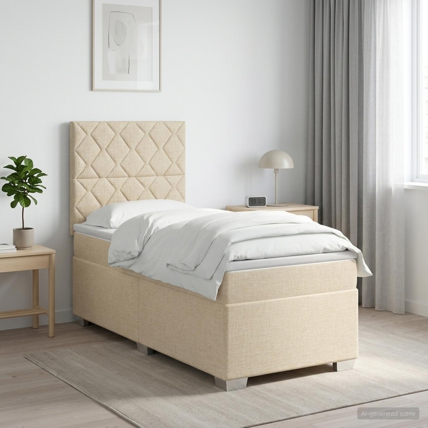 Boxmadras med topmadras Cremefarvet 100 x 200 cm Stof
