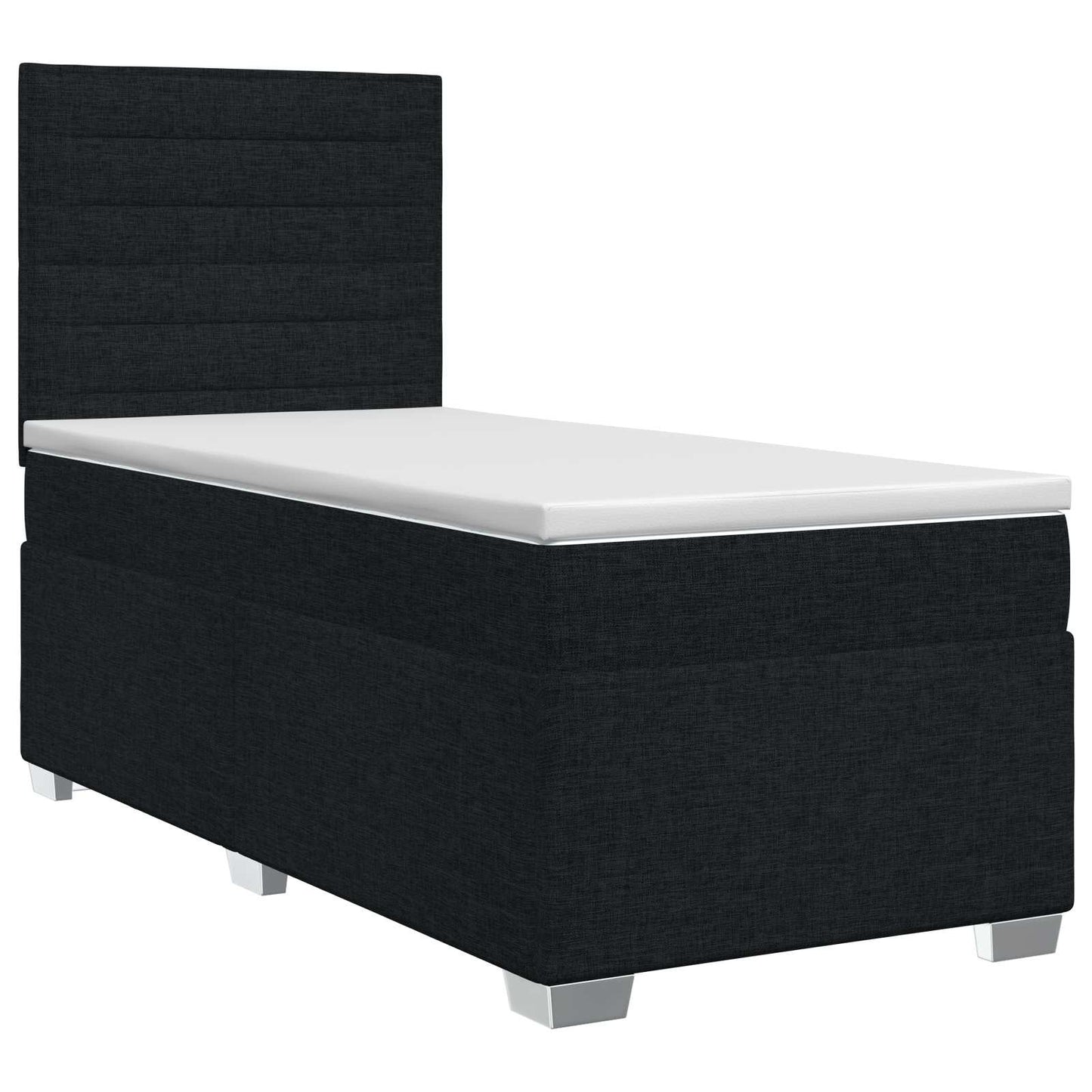 Boxmadras med topmadras med hovedgærde Sort 90 x 190 cm Stof