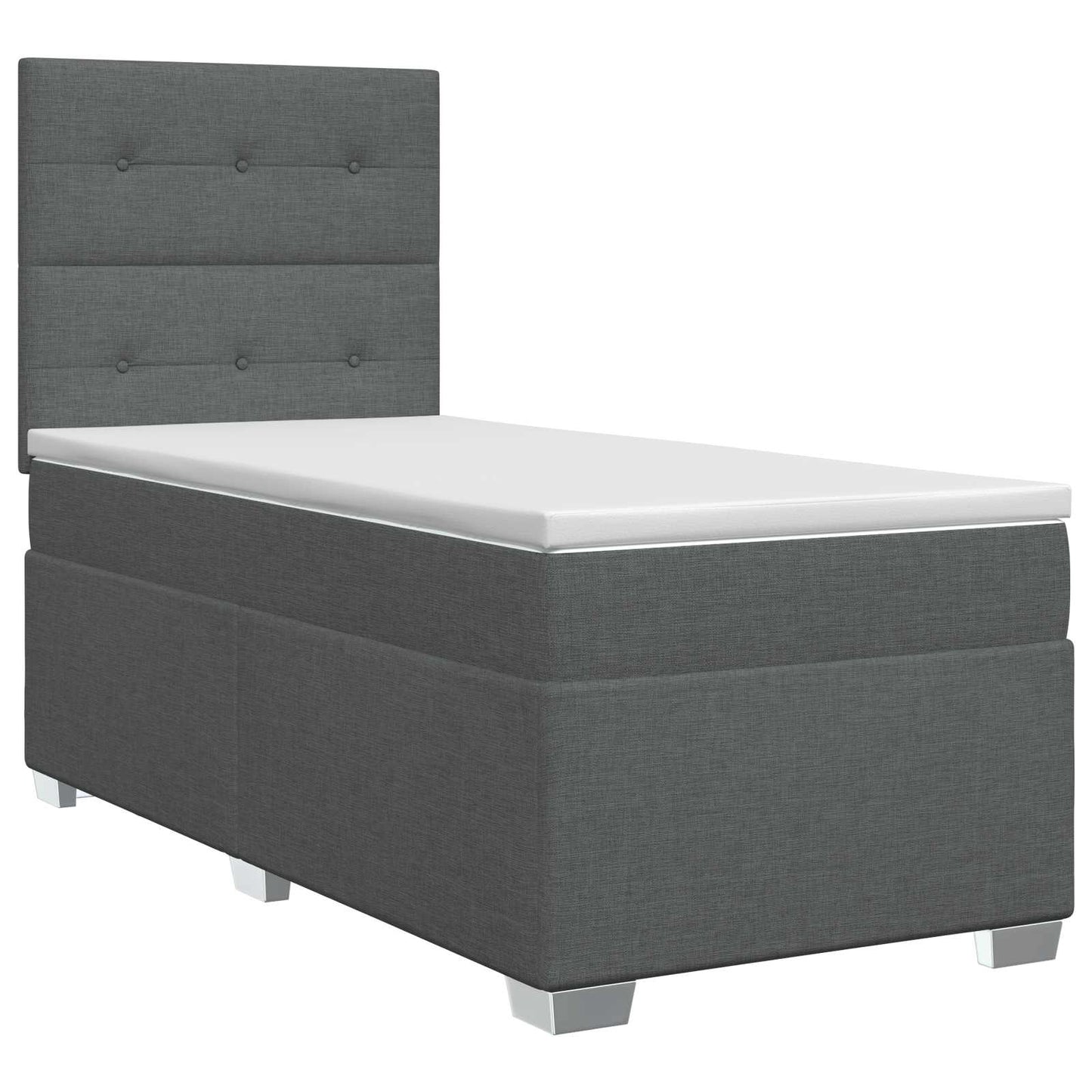 Boxmadras med topmadras Mørkegrå 90 x 200 cm Stof