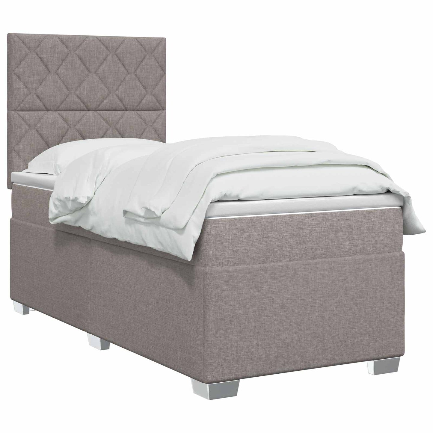 Boxmadras med topmadras med hovedgærde Gråbrun 90 x 200 cm Stof