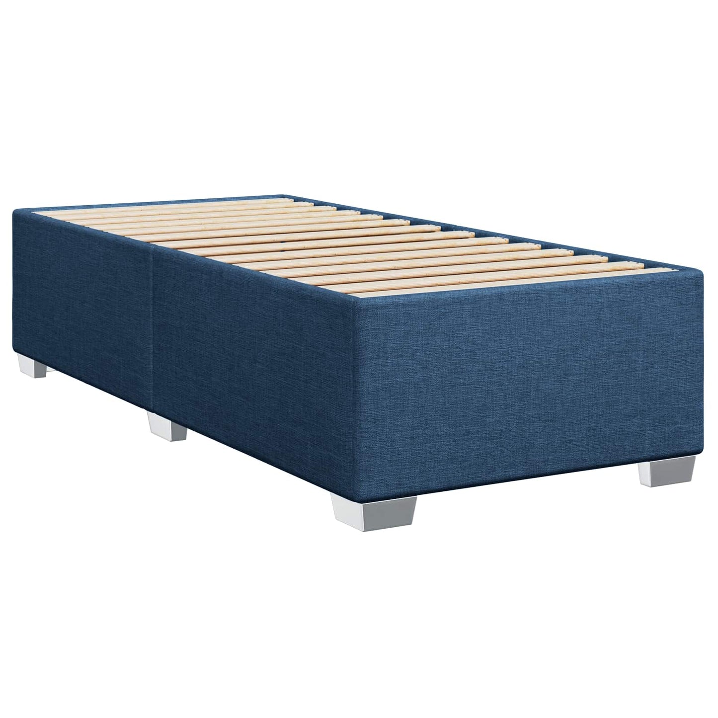 Boxmadras med topmadras med hovedgærde Blå 90 x 200 cm Stof