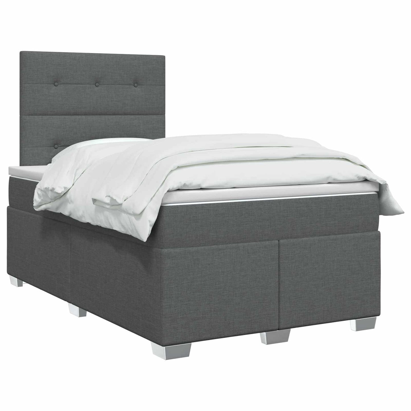 Boxmadras med topmadras Mørkegrå 120 x 190 cm Stof