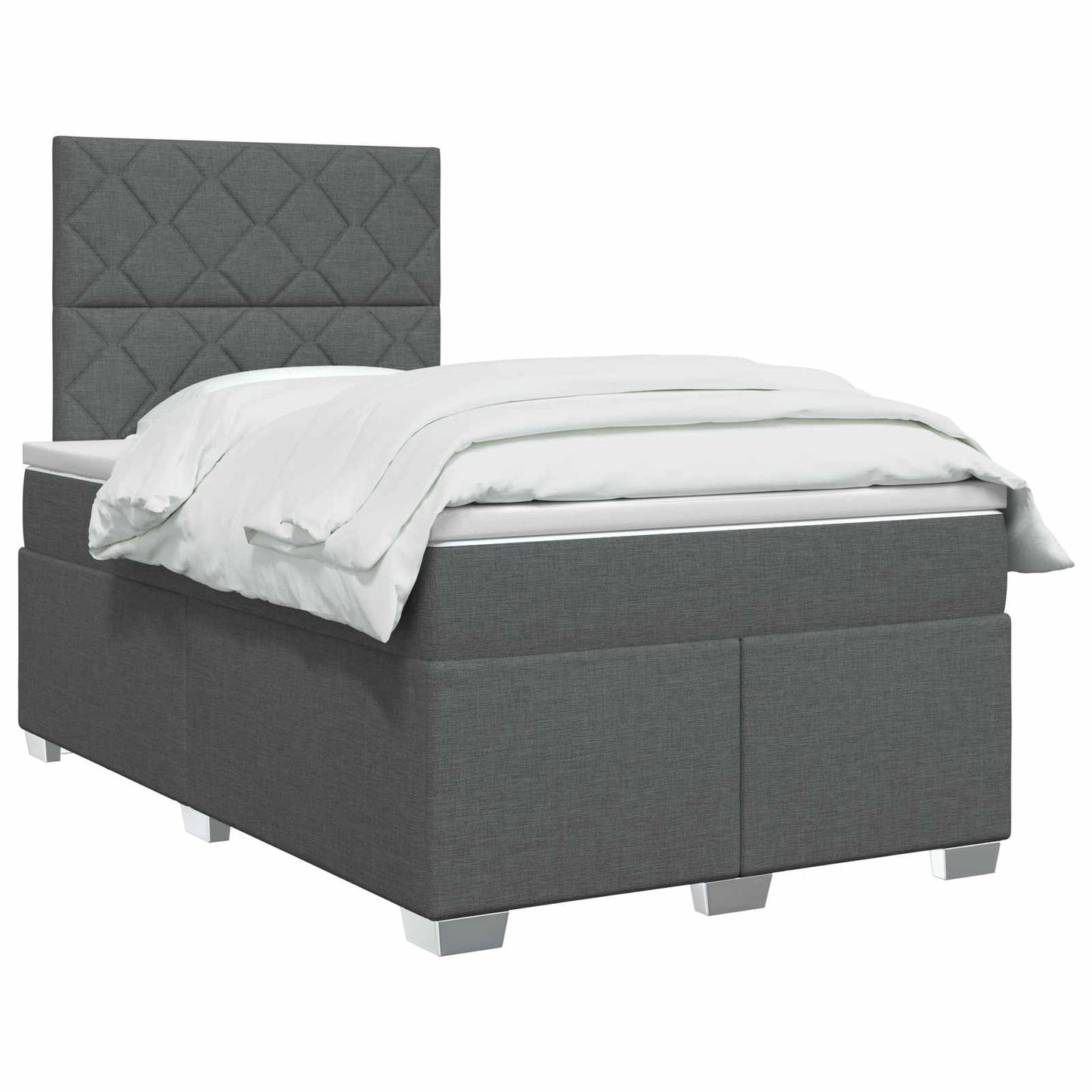 Boxmadras med topmadras Mørkegrå 120 x 190 cm Stof